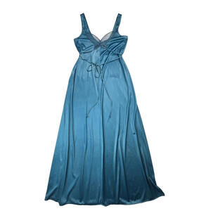 UndercoverWear Vintage 70s Teal Butterfly Lace Full Sweep Nightgown Women Petite